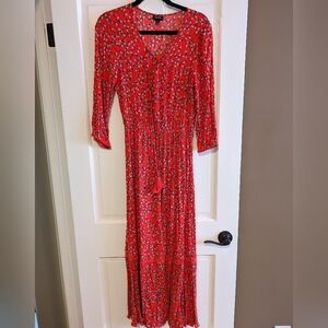 Women's red floral print maxi dress in size medium